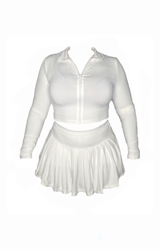 White Cropped Jacket and Mini Skirt Set