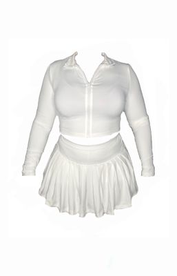 White Cropped Jacket and Mini Skirt Set