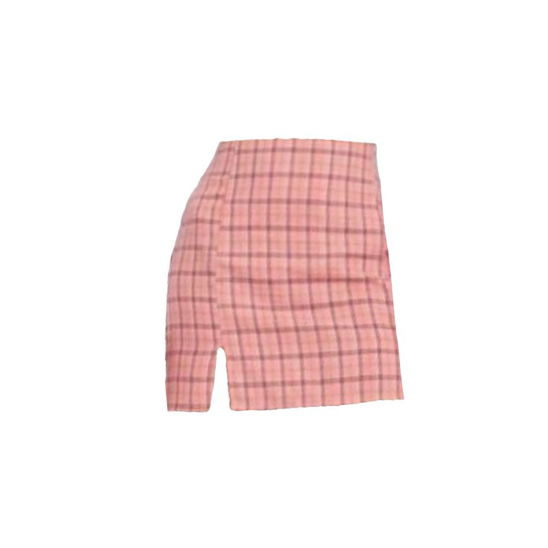 Plaid Slit Skirt