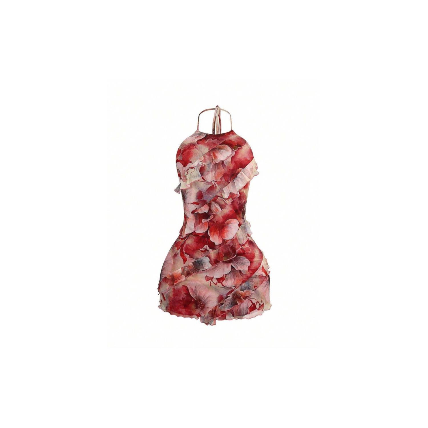 Backless Ruffled Mini Dress