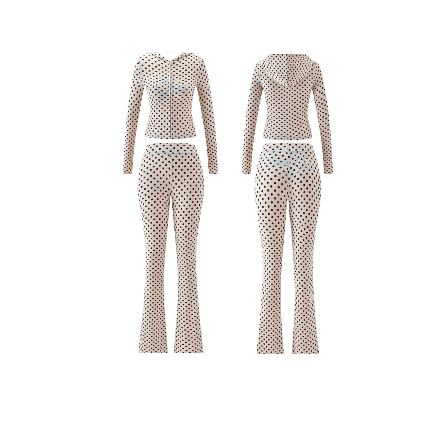 Polkadot Hooded 2 Piece Pant Set
