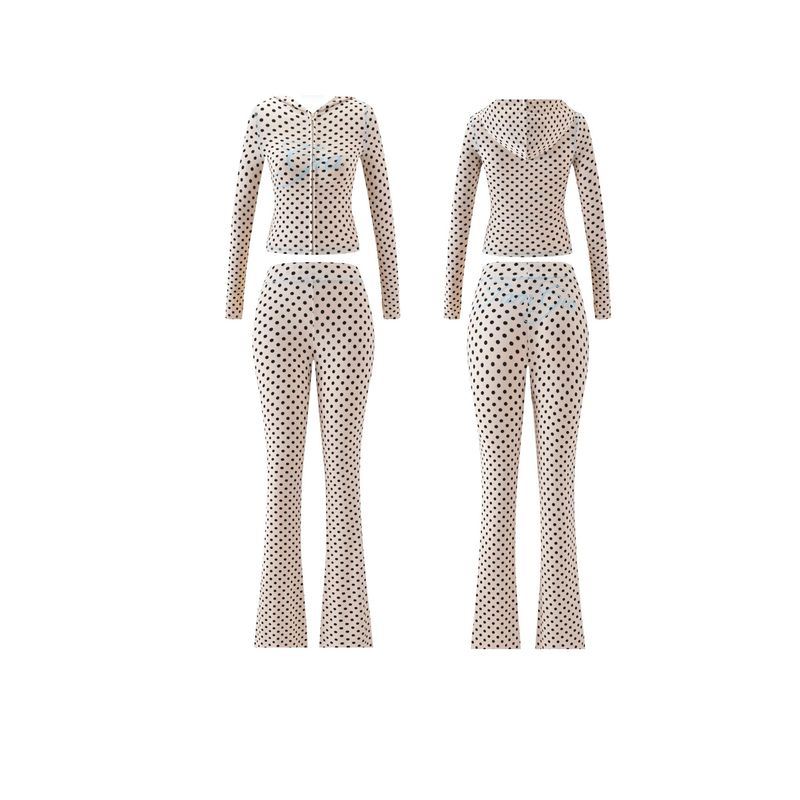 Polkadot Hooded 2 Piece Pant Set
