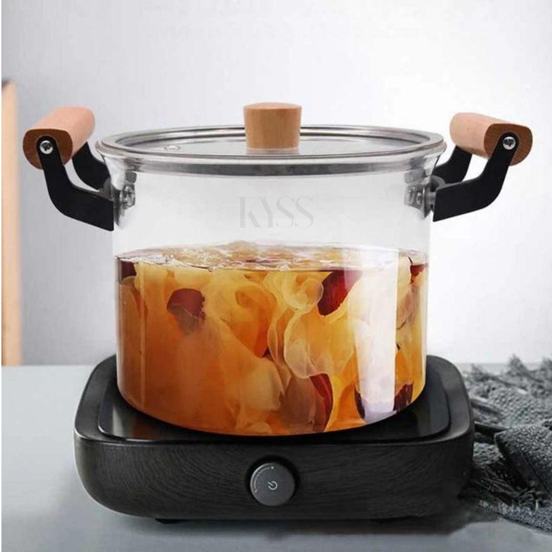 Borosilicate Heat Resistant Glass Cooking Pot 5.5L