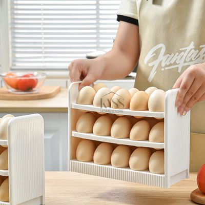 30-Egg Rolling Egg Storage Rack for Refrigerator