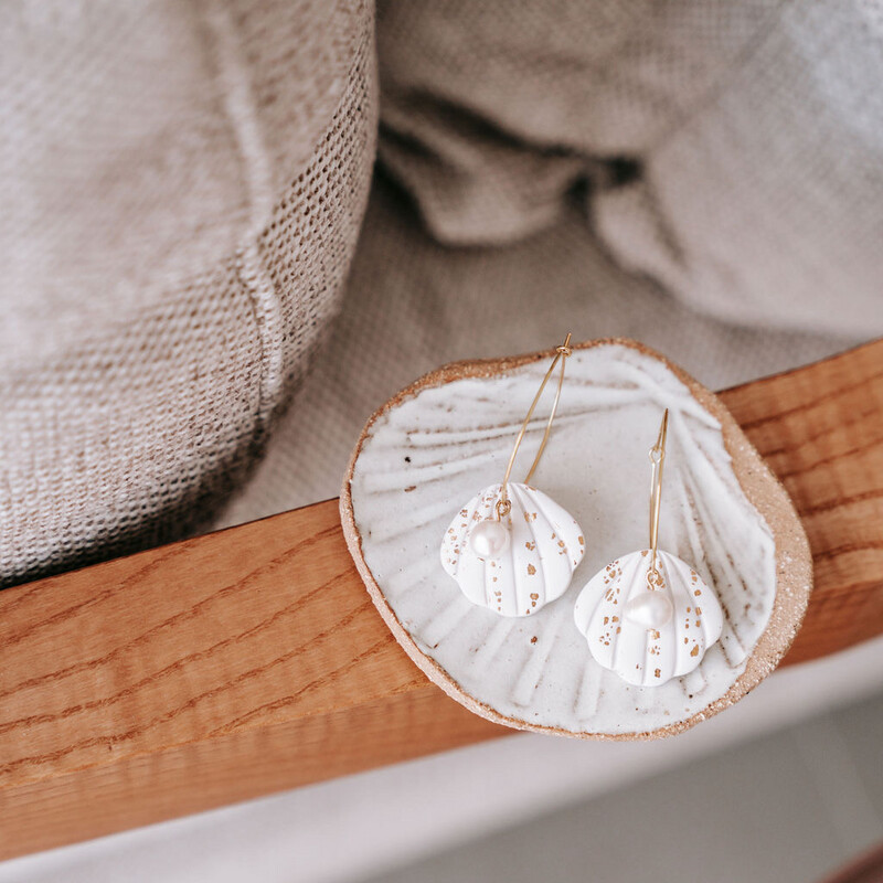 Pearl And Shell Hoop Gold