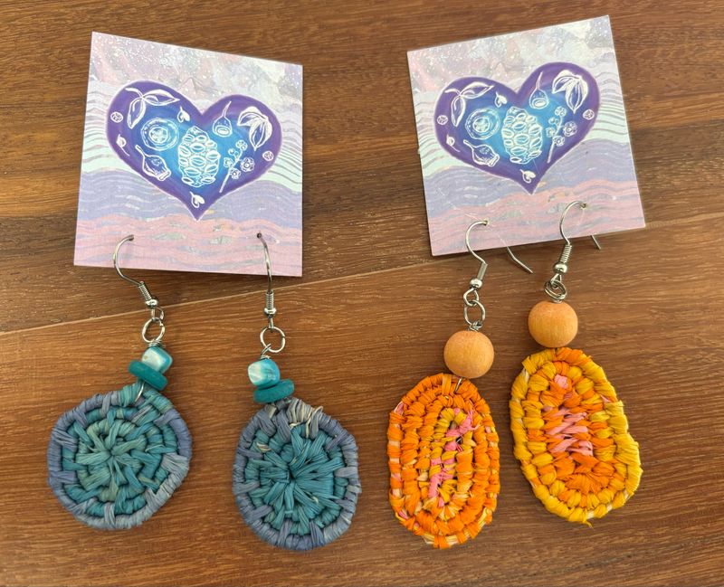 Handwoven Raffia Earrings