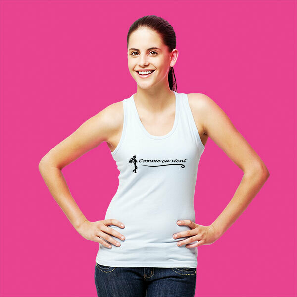 T-shirt blanc sans manche femme Comme ça vient