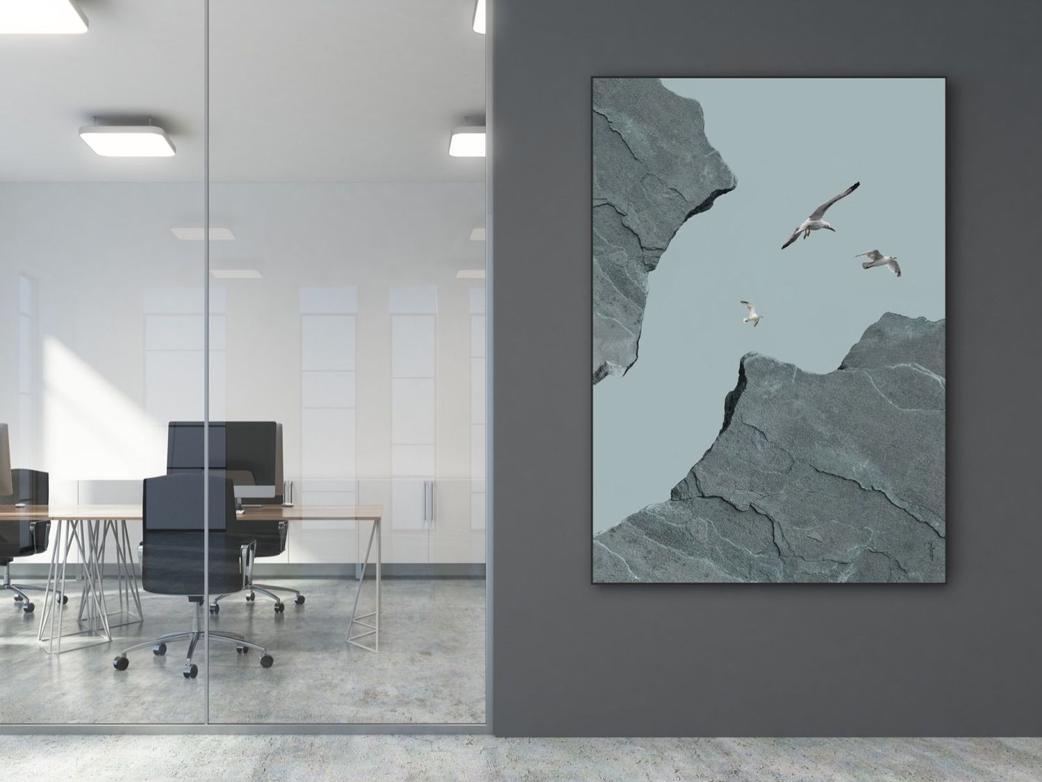 ARTHENTIC Akustikbild 70 x 100 cm - VÖGEL blau von Rikke Darling 4