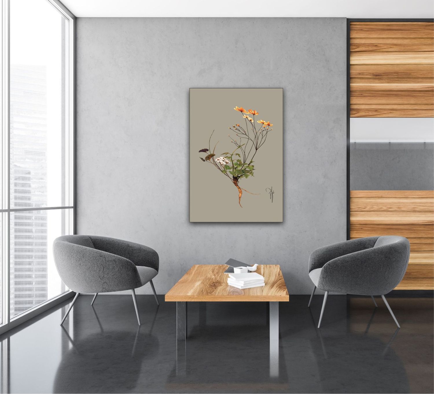 ARTHENTIC Akustikbild 70 x 100 cm – BOTANICAL GREY II von Rikke Darling
