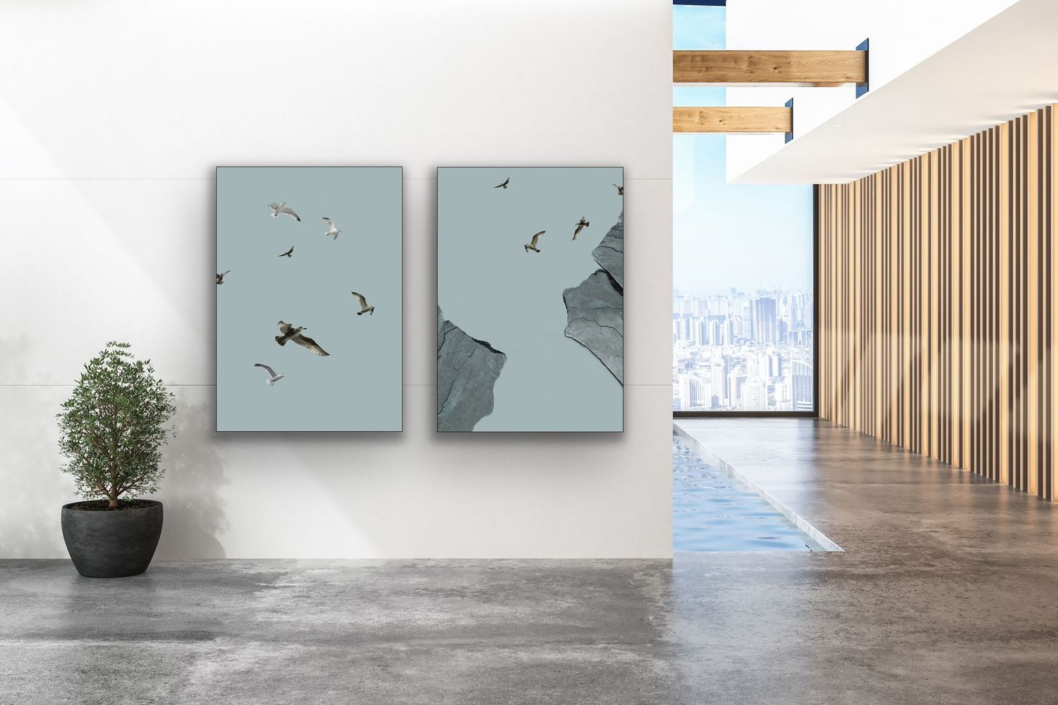 ARTHENTIC Acoustic picture 70 x 100 cm - BIRDS blue by Rikke Darling 9