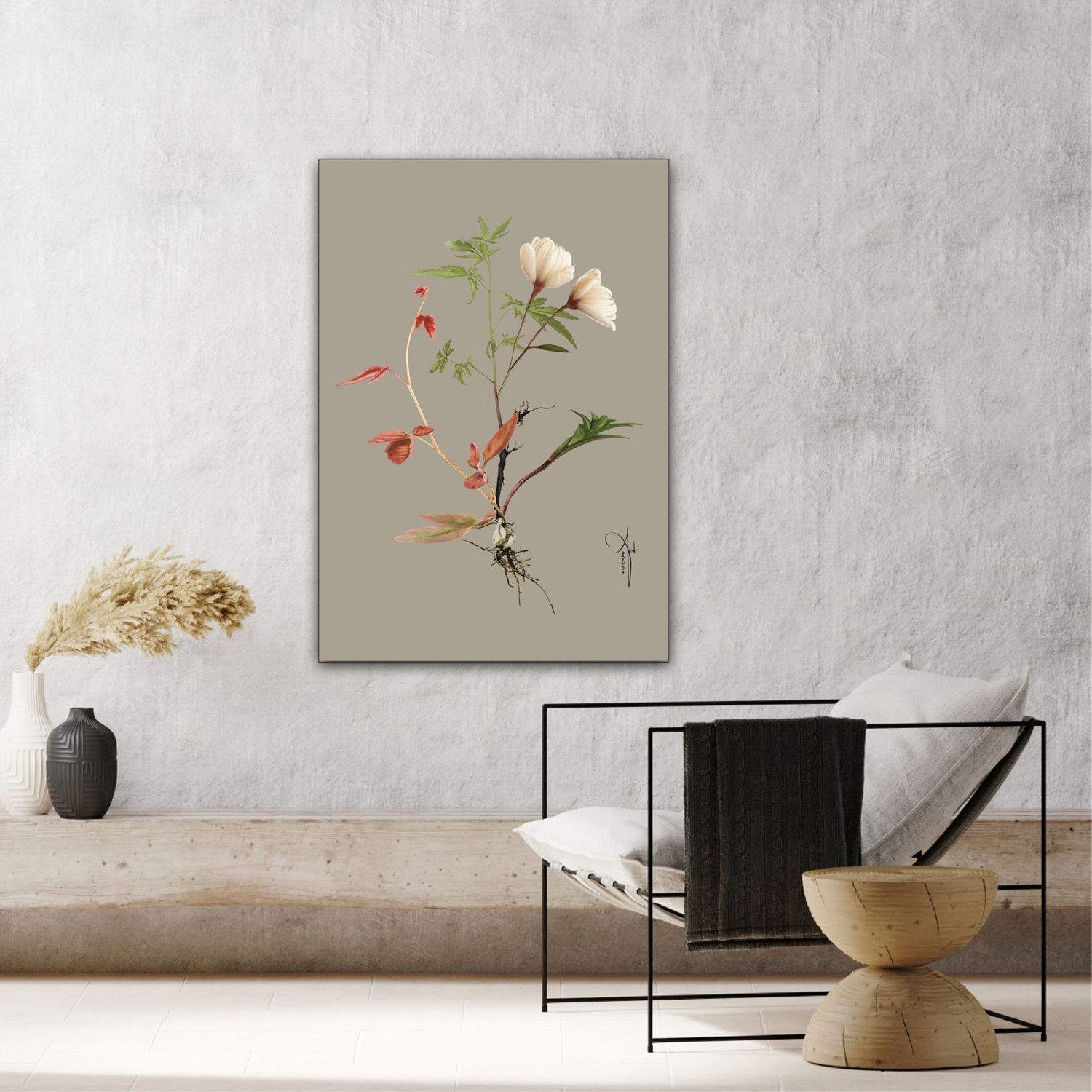 ARTHENTIC Acoustic picture 70 x 100 cm - BOTANICAL GREY III by Rikke Darling
