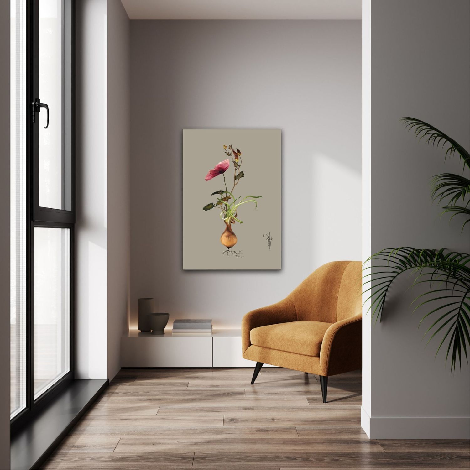 ARTHENTIC Acoustic picture 70 x 100 cm - BOTANICAL GREY I by Rikke Darling
