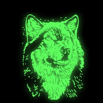 Washable T-shirt Iron-on Transfers - Wolf Glow in Dark