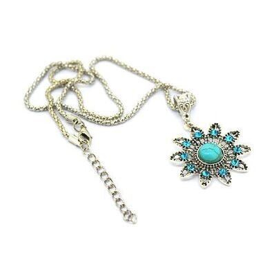 Turquoise Necklace Pendant &amp; Charm Bracelet