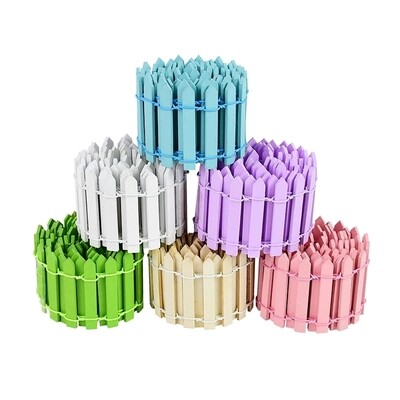 Colourful Miniature Fairy Garden Decor Wooden Picket Fence