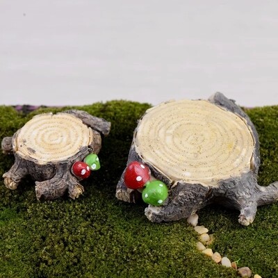 2 Miniature Tree Stumps Fairy Garden-Terrarium Decor Ornaments