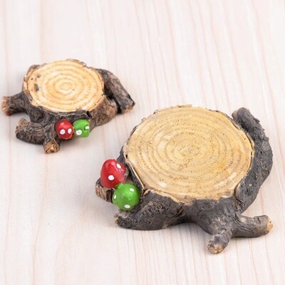 2 Miniature Tree Stumps Fairy Garden-Terrarium Decor Ornaments