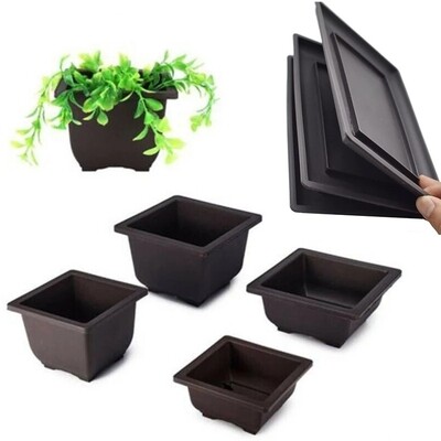 Square Solid Durable Heavy Duty Premium Bonsai Pot+Tray
