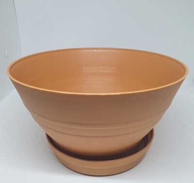 20cm UV Stabilised Shallow Round Cottage Plastic Pot/Saucer