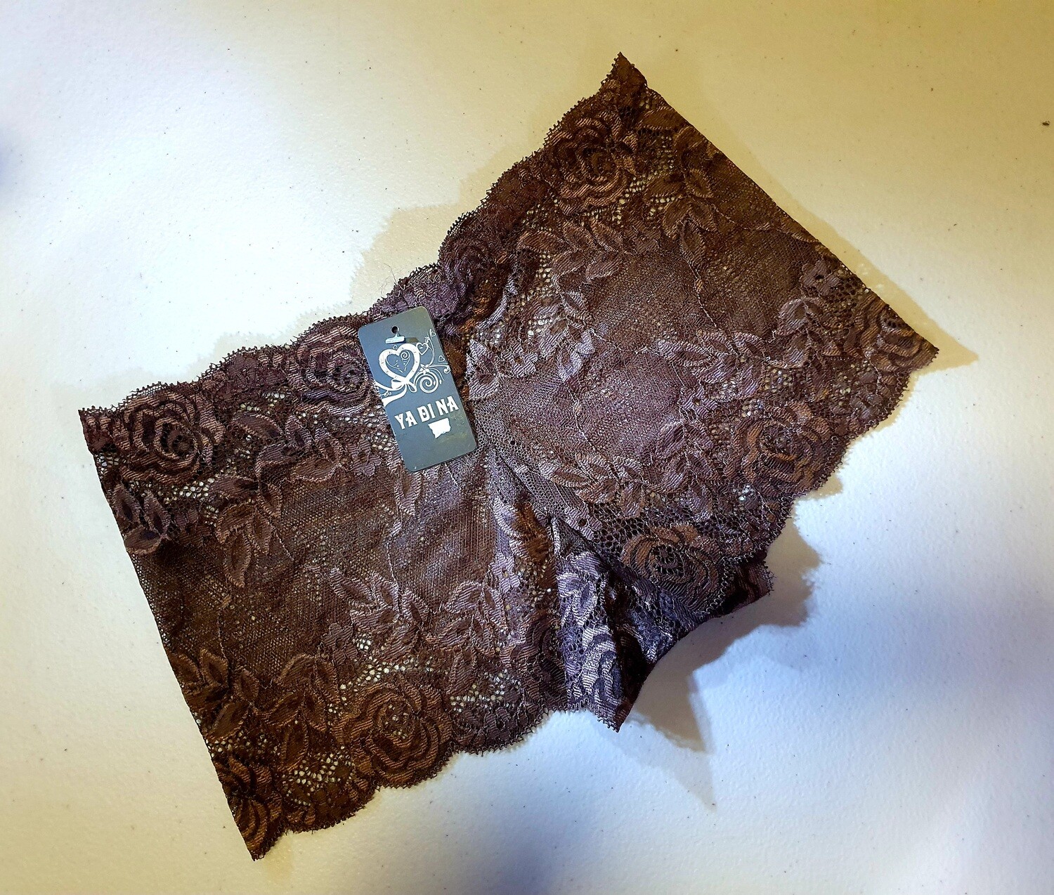 Size 6~8~10 Lace Dark Brown Low Rise Boyshorts Panties