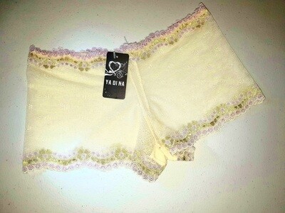 Size 4-6-8 (3XS-2XS-S) Honeycomb Nude Mesh Scallop Lace Trim Boyshorts – 2 Colour Patterns