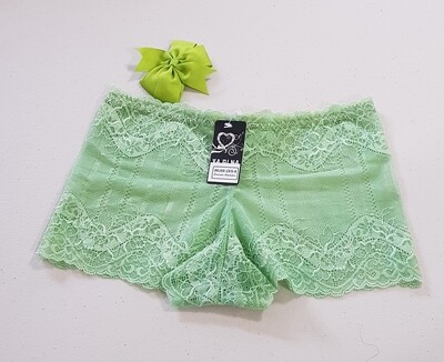 Size 6 (XS) Yadina Mint Green & Classic White Lace Petite Boyshorts 2-Pack + Free Gifts