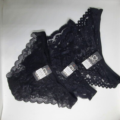 Size 6 Sexy Black Lace Panties - 3 Patterns