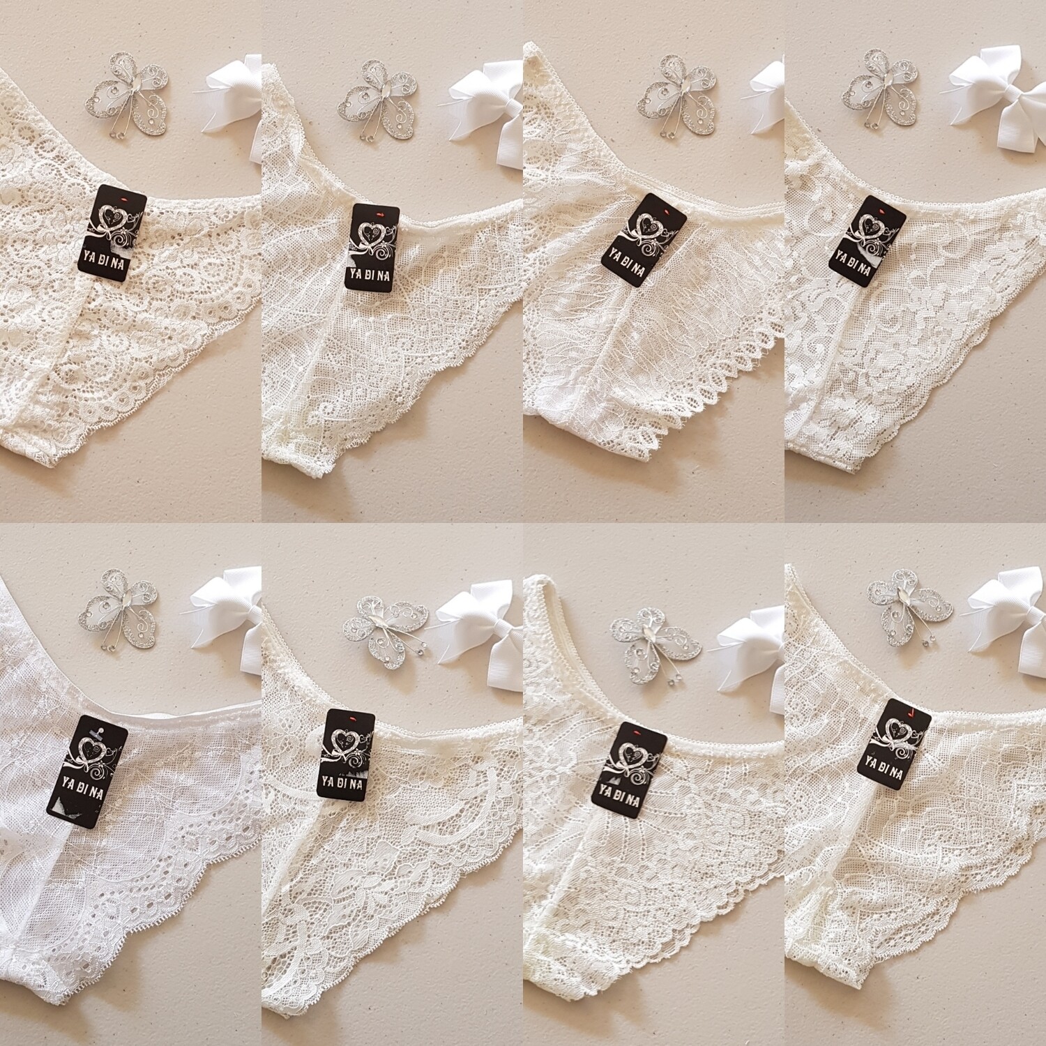 Size 6~8 Petite White Lace Panties - 8 Patterns