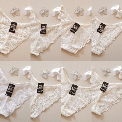 Size 6~8 Petite White Lace Panties - 8 Patterns