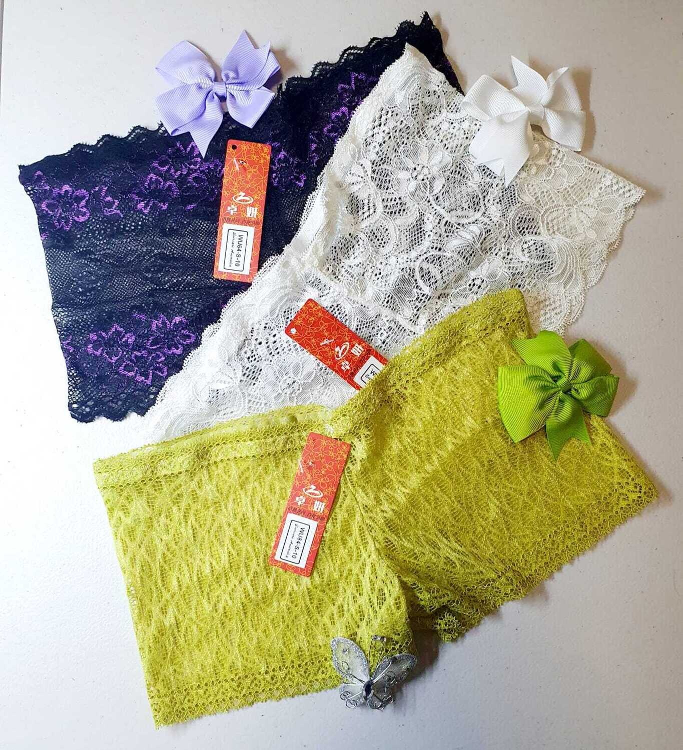3 pack x Size 10 (S) Lace Hipster Boyshorts Panties