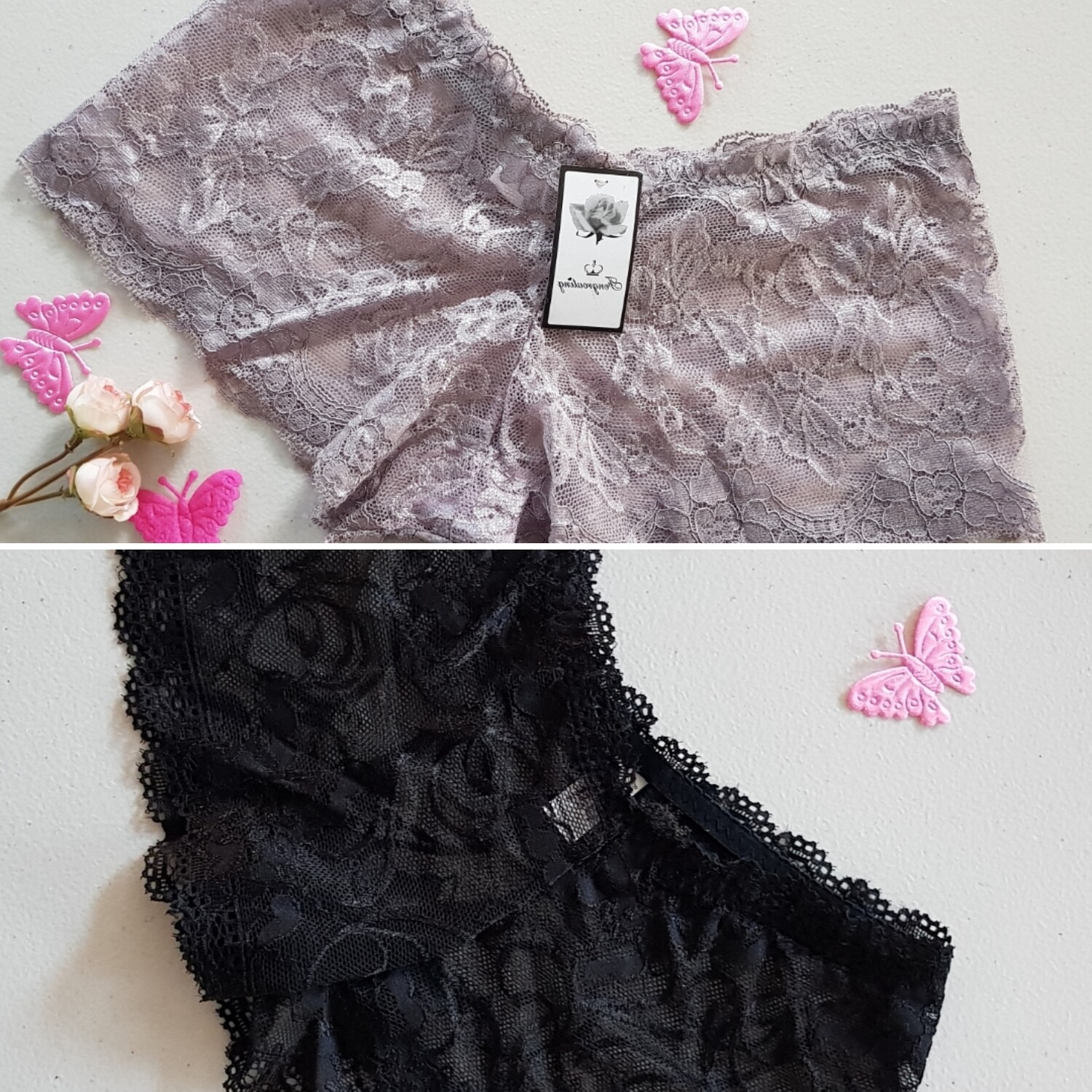 2 pack - Petite Lace Hipster Boyshorts Panties Size 6 (XS) + Gifts