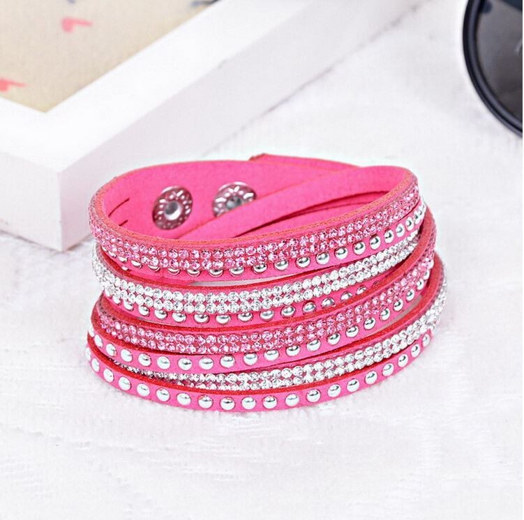 Korean Pop Trendy Suede Leather Strand Colourful Bracelets