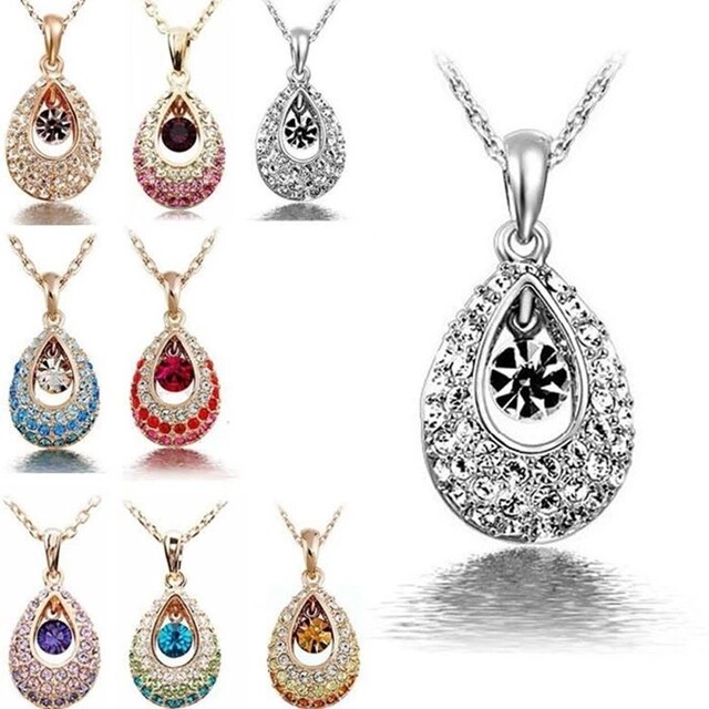 💎 Timeless Sparkle: Teardrop Austrian Crystal Pendant Necklace
