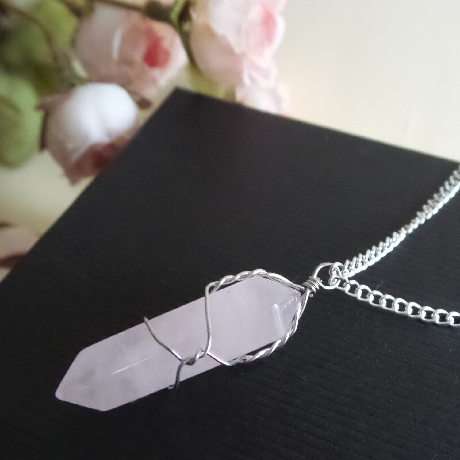 Power Healing Chakra Natural Rose Quartz Pendant Necklace