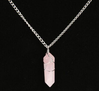 Power Healing Chakra Natural Rose Quartz Pendant Necklace