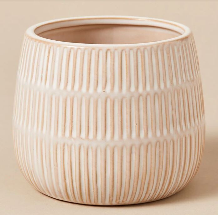 Set of 2 (+2) 10cm Ceramic Embossed Etched Decor Pots