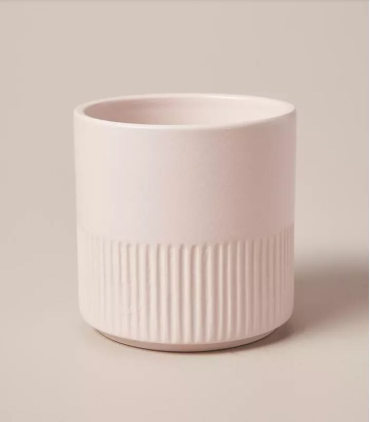 Small Embossed Ribbed Stoneware Decor Pots