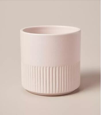 Small Embossed Ribbed Stoneware Decor Pots