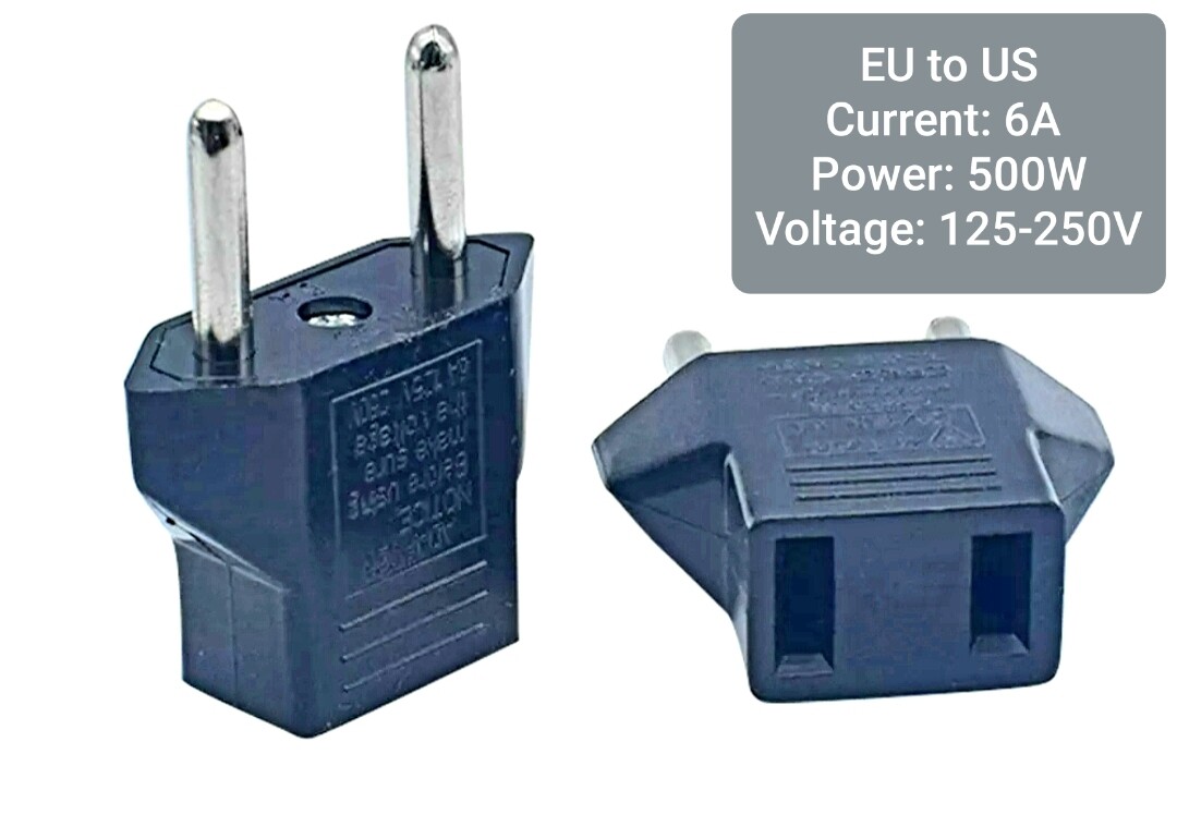 Pack of 5 Lightweight US to EU Power Plug Travel Converter Adapter