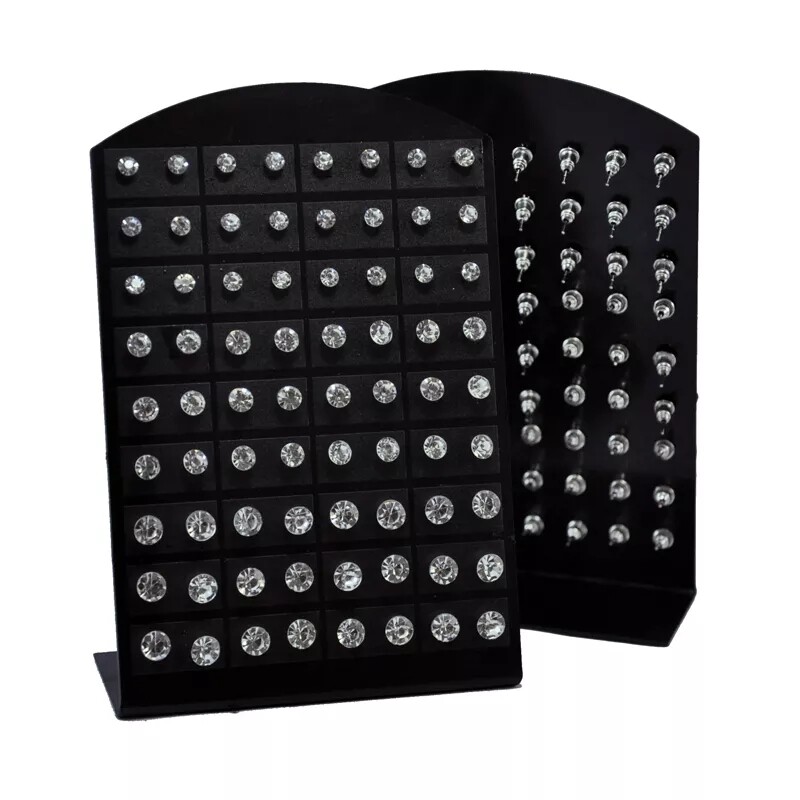 36 Pairs Stainless Steel Czech Rhinestones Fashion Stud Earrings