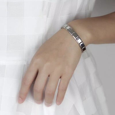 Silver-Plated Stainless Steel Tourmaline Energy Balance Unisex Bracelet