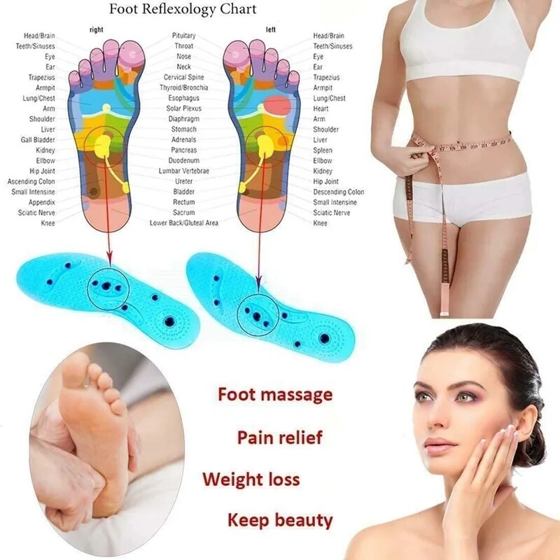 Anti Odour Accupressure Reflexology Massaging Magnetic Shoe Insole
