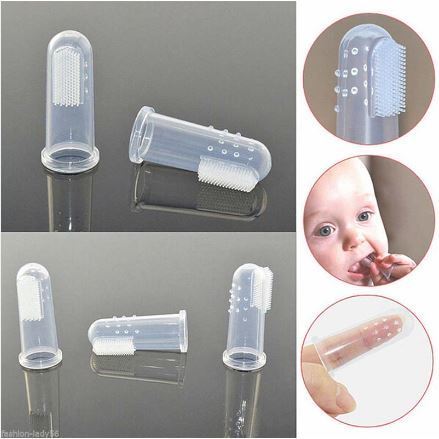 6 Soft Safe Silicone Bristle Finger Tooth Brush for Baby-Infant
