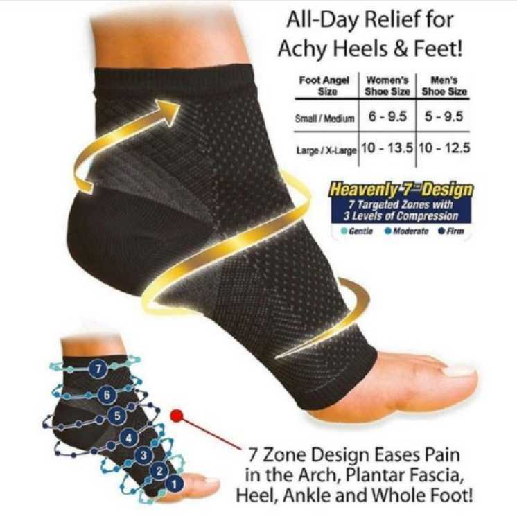 2 Pairs x Anti-Fatigue Ankle-Foot Compression Toeless Socks