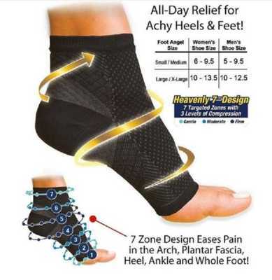 2 Pairs x Anti-Fatigue Ankle-Foot Compression Toeless Socks