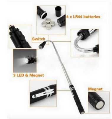 Telescopic Flexible 3 LED Lights-Torch-Magnetic Pickup Tool