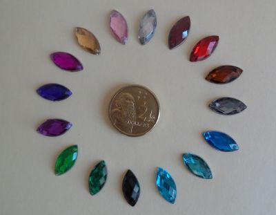 15*7mm DIY 2-Holes 100 Sew-On Navette Flatback Coloured Rhinestones