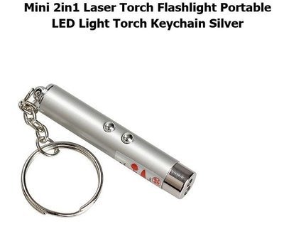 2 x Multipurpose 2in1 Torch-Laser Pointer Pet Toy Keychain
