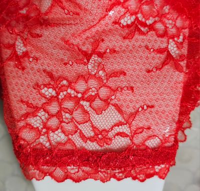 Size 6 &amp; 8 (2XS-S) Fengrouting Scarlet Red Geometric Floral Mesh Lace Boyshorts