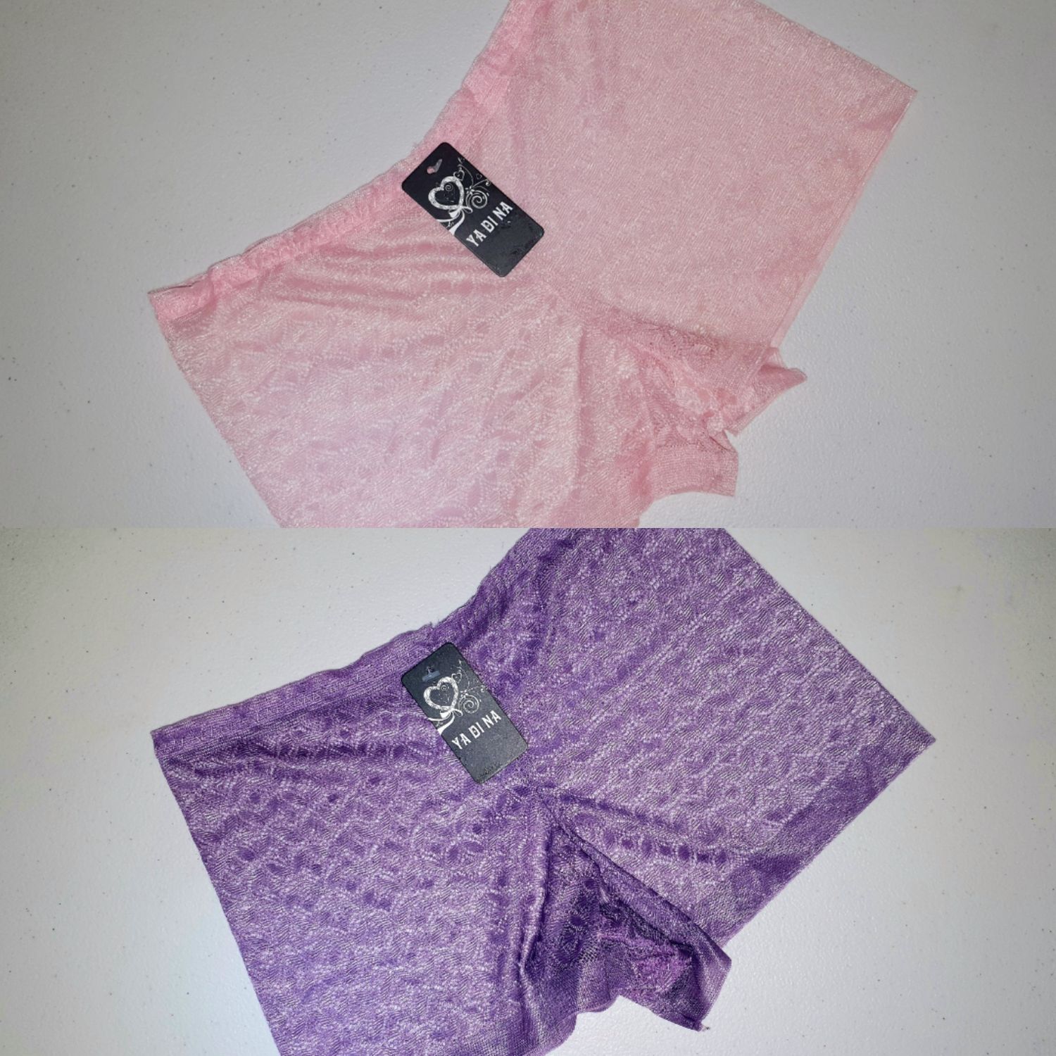 Size 6 &amp; 8 (2XS-S) Yadina Dusty Lavender &amp; Light Pink Lace Boyshorts